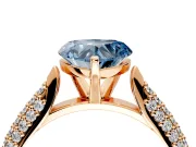 Solitaire Engagement Ring Setting for Fancy Blue Heart-Shaped Center with Multi-Row Accents and Prong Head in Rose Gold