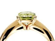 Solitaire Engagement Ring Setting for Fancy Yellow Radiant Cut Center with Reverse Tapered Band and Prong Head in Yellow Gold