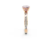 Solitaire Engagement Ring Setting for Fancy Pink Princess Cut Center with Channel Baguette Band and Prong Head in Rose Gold