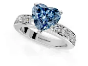 Solitaire Engagement Ring Setting for Fancy Blue Heart-Shaped Center with Channel-Set Accents and Prong Head in Platinum