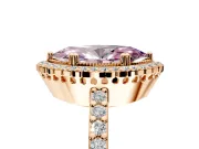 Halo Engagement Ring Setting for Fancy Pink Marquise Center with Inner Milgrain Border and Prong Head in Rose Gold