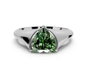 Tension Engagement Ring Setting for Fancy Green Heart-Shaped Center with Wide Tapered Band and Tension Head in Sterling Silver