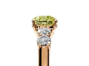 5 Stone Engagement Ring Setting for Fancy Yellow Cushion Cut Center with Equal Close-Set Accents and Prong Head in Rose Gold