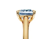 Solitaire Engagement Ring Setting for Fancy Blue Princess Cut Center with Cathedral Band and Prong Head in Yellow Gold