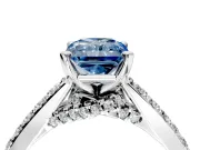 Solitaire Engagement Ring Setting for Fancy Blue Radiant Cut Center with Crossover Accents and Prong Head in Sterling Silver