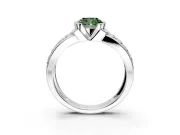Bezel Engagement Ring Setting for Fancy Green Cushion Cut Center with Wide Channel-Set Band and Bezel Head in Sterling Silver