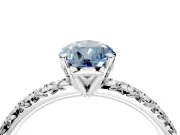 Solitaire Engagement Ring Setting for Fancy Blue Pear-Shaped Center with Large Accents and Prong Head in Sterling Silver