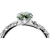 Cluster Engagement Ring Setting for Fancy Green Marquise Center with Round Cut Accent Band and Prong Head in Platinum