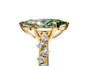 Solitaire Engagement Ring Setting for Fancy Green Marquise Center with Trailing Leaf Accent Band and Prong Head in Yellow Gold