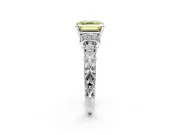 Solitaire Engagement Ring Setting for Fancy Yellow Asscher Cut Center with Filigree Band and Prong Head in White Gold