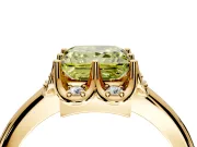 Floral Frame Engagement Ring Setting for Fancy Yellow Princess Cut Center with Accent Clusters and Prong Head in Yellow Gold