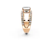 Solitaire Engagement Ring Setting for Asscher Cut Center with Wide-Open Split Shank and Prong Head in Rose Gold