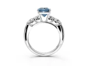 5 Stone Engagement Ring Setting for Fancy Blue Princess Cut Center with Graduated Accents and Prong Head in Platinum