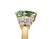 Solitaire Engagement Ring Setting for Fancy Green Pear-Shaped Center with Marquise Flower Shoulders and Prong Head in Yellow Gold