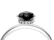 Hidden Halo Engagement Ring Setting for Fancy Black Pear-Shaped Center with Plain Band and Tall Prong Head in Sterling Silver