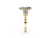 Cluster Engagement Ring Setting for Fancy Blue Marquise Center with 2-Row Shoulder Clusters and Prong Head in Yellow Gold