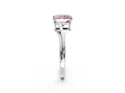 Solitaire Engagement Ring Setting for Fancy Pink Radiant Cut Center with Plain Bypass Twist Band and Prong Head in Sterling Silver