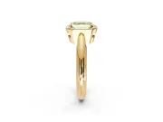 Halo Engagement Ring Setting for Fancy Yellow Asscher Cut Center with Tapered Plain Band and Prong Head in Yellow Gold