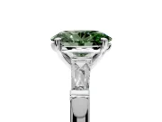 3 Stone Engagement Ring Setting for Fancy Green Oval Center with Tapered Baguettes, Plain Band and Prong Head in Platinum