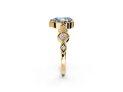 Vintage Station Engagement Ring Setting for Fancy Blue Pear-Shaped Center with Accents and Prong Head in Yellow Gold