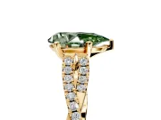 Solitaire Engagement Ring Setting for Fancy Green Pear-Shaped Center with Twisted Pave Split Shank and Prong Head in Yellow Gold
