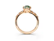 Solitaire Engagement Ring Setting for Fancy Green Marquise Center with Trailing Leaf Accent Band and Prong Head in Rose Gold