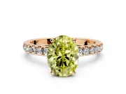 Open Basket Engagement Ring Setting for Fancy Yellow Oval Center with Pave Band and Prong Head in Rose Gold