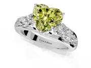 Solitaire Engagement Ring Setting for Fancy Yellow Heart-Shaped Center with Graduated Shared Prongs and Prong Head in Platinum