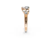 Cluster Engagement Ring Setting for Heart-Shaped Center with Round Cut Accent Frame and Prong Head in Rose Gold