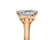 Solitaire Engagement Ring Setting for Asscher Cut Center with Cathedral Band and Prong Head in Rose Gold