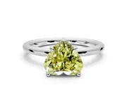 Hidden Halo Engagement Ring Setting for Fancy Yellow Heart-Shaped Center with Thin Rounded Band and Prong Head in Sterling Silver
