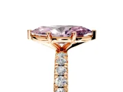 Solitaire Engagement Ring Setting for Fancy Pink Marquise Center with Shared-Prong Accents and Prong Head in Rose Gold