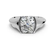 Tension Engagement Ring Setting for Radiant Cut Center with Wide Tapered Band and Tension Head in White Gold
