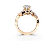 Halo Engagement Ring Setting for Cushion Cut Center with Marquise and Pave Bypass Band and Prong Head in Rose Gold