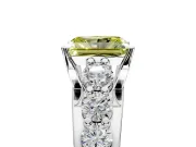 Solitaire Engagement Ring Setting for Fancy Yellow Radiant Cut Center with Graduated Shared Prongs and Prong Head in Platinum