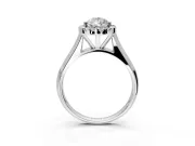 Halo Engagement Ring Setting for Pear-Shaped Center with Square Band and Prong Head in Sterling Silver