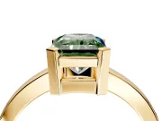 Solitaire Engagement Ring Setting for Fancy Green Radiant Cut Center with Plain Band and Flat Tab Prong Head in Yellow Gold