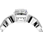 Leaf Engagement Ring Setting for Emerald Cut Center with Milgrain Accent Band and Prong Head in Platinum