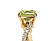 Solitaire Engagement Ring Setting for Fancy Yellow Asscher Cut Center with Half-Pave Crossover Band and Prong Head in Yellow Gold