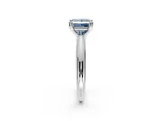 Solitaire Engagement Ring Setting for Fancy Blue Princess Cut Center with Reverse Tapered Band and Prong Head in Platinum