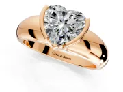 Tension Engagement Ring Setting for Heart-Shaped Center with Wide Flat Band and Tension Head in Rose Gold