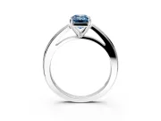 Solitaire Engagement Ring Setting for Fancy Blue Emerald Cut Center with Flat-Sided Plain Band and Prong Head in White Gold