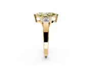 3 Stone Engagement Ring Setting for Fancy Yellow Marquise Center with Matching Side Accents and Prong Head in Yellow Gold