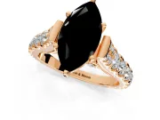 Solitaire Engagement Ring Setting for Fancy Black Marquise Center with Pave Cathedral Shoulders and Prong Head in Rose Gold