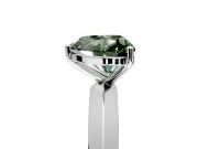 Solitaire Engagement Ring Setting for Fancy Green Heart-Shaped Center with Wide Knife Ridge Band and Prong Head in Sterling Silver