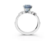 Solitaire Engagement Ring Setting for Fancy Blue Princess Cut Center with Marquise Accent Twist Band and Prong Head in Platinum