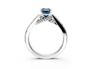 Solitaire Engagement Ring Setting for Fancy Blue Emerald Cut Center with Crossover Accents and Prong Head in Platinum