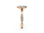 Solitaire Engagement Ring Setting for Marquise Center with Channel Baguette Band and Prong Head in Rose Gold