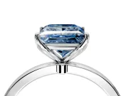 Solitaire Engagement Ring Setting for Fancy Blue Princess Cut Center with Thin Rounded Plain Band and Prong Head in Platinum