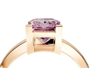 Solitaire Engagement Ring Setting for Fancy Pink Princess Cut Center with Plain Band and Flat Tab Prong Head in Rose Gold